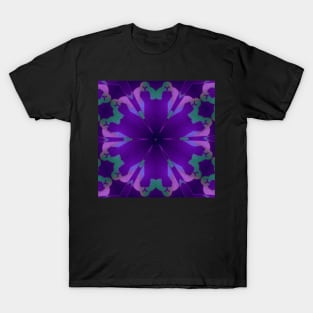 Obsidian Order Purple and Green Geometric Flower Pattern T-Shirt